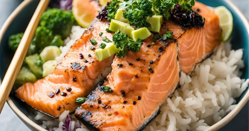 salmon rice bowl