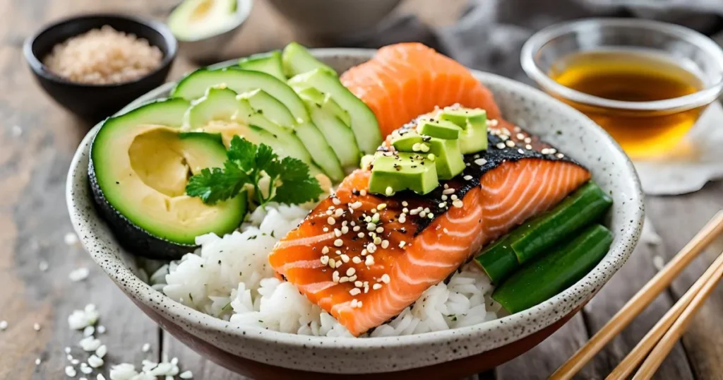 salmon rice bowl