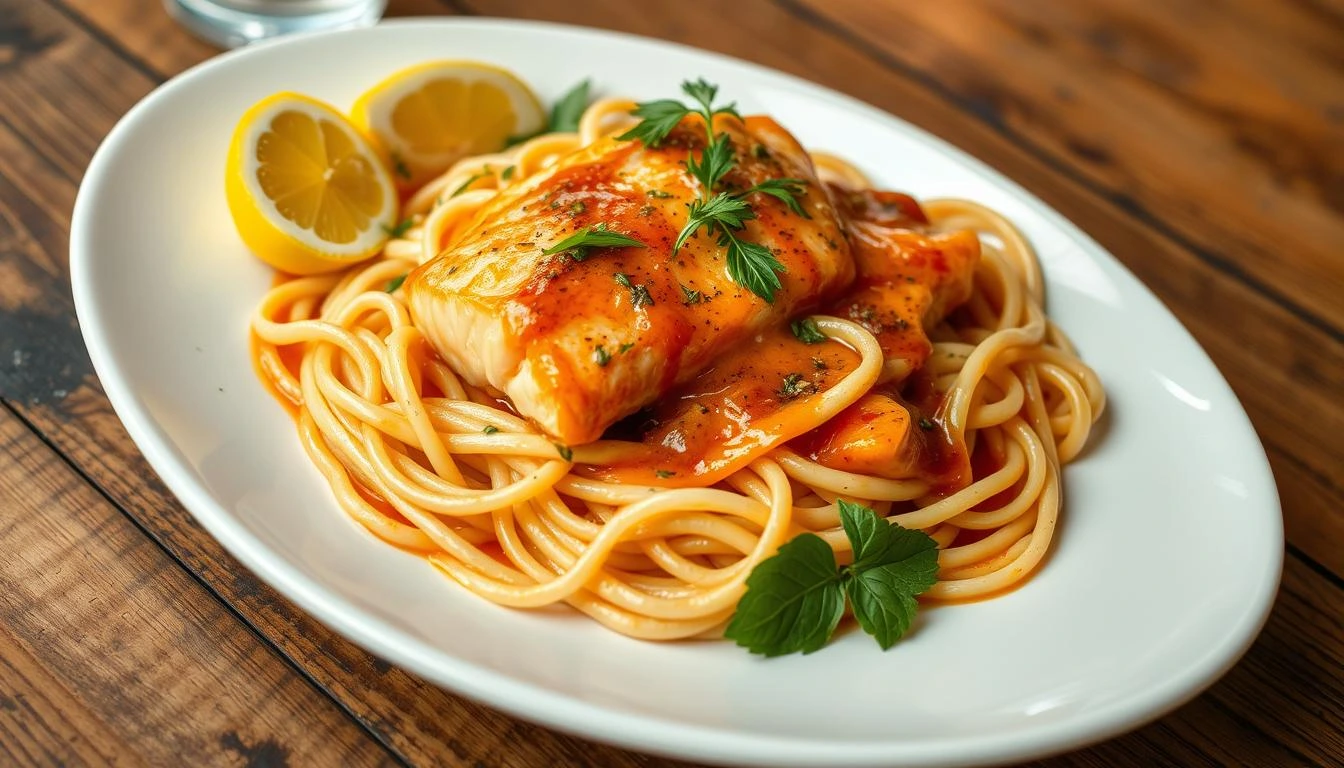 Salmon and Linguine